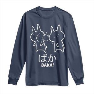 Funny Japanese Baka Long Sleeve Shirt Foolish Humorous Dumb Sarcasm Anime Manga Otaku TS02 Navy Print Your Wear