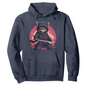 Japanese Ninja Cat Hoodie Ancient Japan Warrior Samurai Tattoo Kawaii Vintage TS02 Navy Print Your Wear