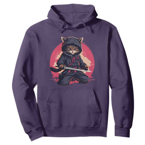 Japanese Ninja Cat Hoodie Ancient Japan Warrior Samurai Tattoo Kawaii Vintage TS02 Purple Print Your Wear