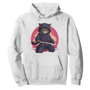 Japanese Ninja Cat Hoodie Ancient Japan Warrior Samurai Tattoo Kawaii Vintage TS02 White Print Your Wear