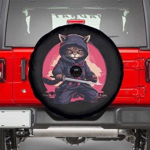 Japanese Ninja Cat Spare Tire Cover Ancient Japan Warrior Samurai Tattoo Kawaii Vintage TS02 Black Print Your Wear