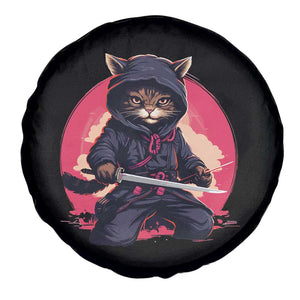 Japanese Ninja Cat Spare Tire Cover Ancient Japan Warrior Samurai Tattoo Kawaii Vintage TS02 Print Your Wear