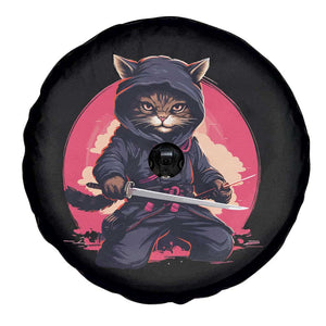 Japanese Ninja Cat Spare Tire Cover Ancient Japan Warrior Samurai Tattoo Kawaii Vintage TS02 Print Your Wear