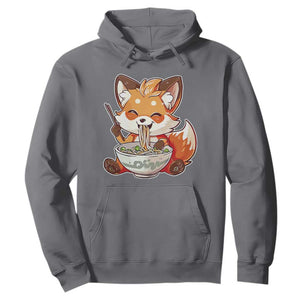 Kawaii Fox Ramen Japanese Hoodie Japanese Anime Otaku Manga Cute Graphic TS02 Charcoal Print Your Wear