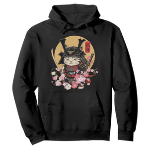 Japanese Samurai Cat Hoodie Ancient Ninja Kitten Warrior Tattoo Kawaii Otaku Retro TS02 Black Print Your Wear