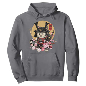 Japanese Samurai Cat Hoodie Ancient Ninja Kitten Warrior Tattoo Kawaii Otaku Retro TS02 Charcoal Print Your Wear