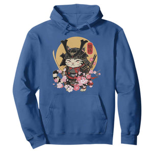 Japanese Samurai Cat Hoodie Ancient Ninja Kitten Warrior Tattoo Kawaii Otaku Retro TS02 Royal Blue Print Your Wear