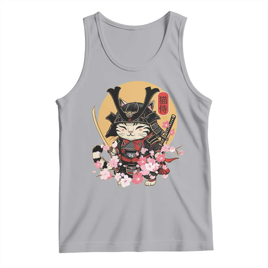 Japanese Samurai Cat Tank Top Ancient Ninja Kitten Warrior Tattoo Kawaii Otaku Retro TS02 Athletic Heather Print Your Wear