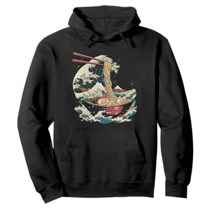 Japanese Kanagawa Wave Ramen Bowl Graphic Hoodie Retro Anime Noodles Art TS02 Black Print Your Wear