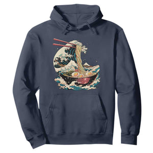 Japanese Kanagawa Wave Ramen Bowl Graphic Hoodie Retro Anime Noodles Art TS02 Navy Print Your Wear