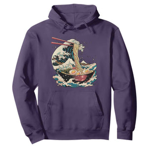 Japanese Kanagawa Wave Ramen Bowl Graphic Hoodie Retro Anime Noodles Art TS02 Purple Print Your Wear