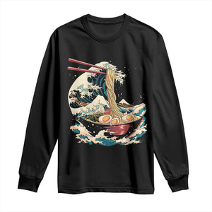 Japanese Kanagawa Wave Ramen Bowl Graphic Long Sleeve Shirt Retro Anime Noodles Art TS02 Black Print Your Wear