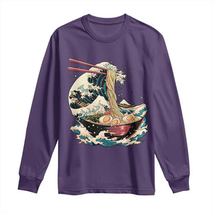 Japanese Kanagawa Wave Ramen Bowl Graphic Long Sleeve Shirt Retro Anime Noodles Art TS02 Purple Print Your Wear