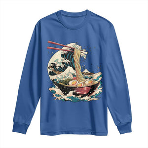 Japanese Kanagawa Wave Ramen Bowl Graphic Long Sleeve Shirt Retro Anime Noodles Art TS02 Royal Blue Print Your Wear