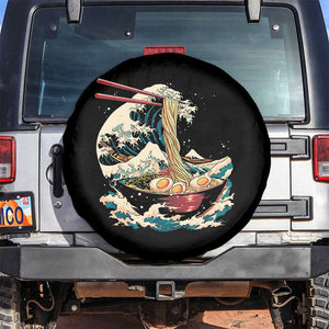 Japanese Kanagawa Wave Ramen Bowl Graphic Spare Tire Cover Retro Anime Noodles Art TS02 No hole Black Print Your Wear