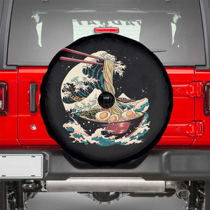 Japanese Kanagawa Wave Ramen Bowl Graphic Spare Tire Cover Retro Anime Noodles Art TS02 Black Print Your Wear