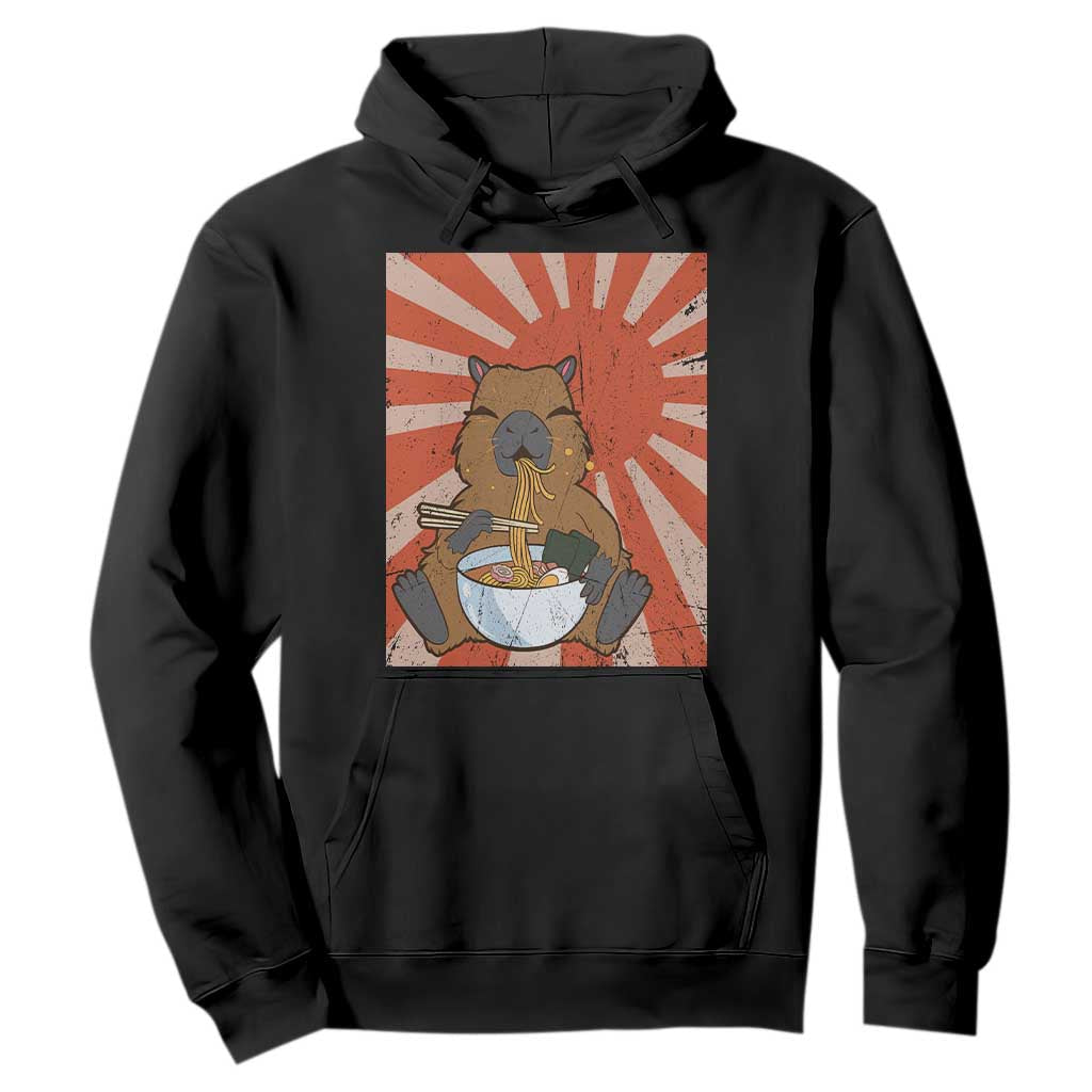 Kawaii Capybara Ramen Hoodie Cute Capy Meme Japanese Noodles Lover TS02 Black Print Your Wear