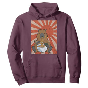 Kawaii Capybara Ramen Hoodie Cute Capy Meme Japanese Noodles Lover TS02 Maroon Print Your Wear