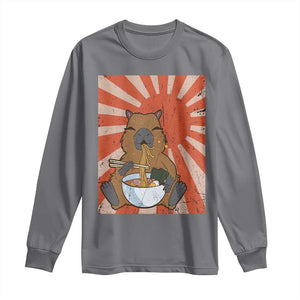 Kawaii Capybara Ramen Long Sleeve Shirt Cute Capy Meme Japanese Noodles Lover TS02 Charcoal Print Your Wear