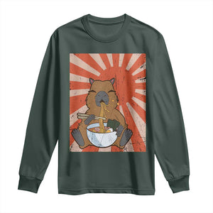 Kawaii Capybara Ramen Long Sleeve Shirt Cute Capy Meme Japanese Noodles Lover TS02 Dark Forest Green Print Your Wear