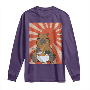 Kawaii Capybara Ramen Long Sleeve Shirt Cute Capy Meme Japanese Noodles Lover TS02 Purple Print Your Wear