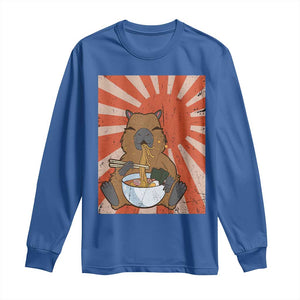 Kawaii Capybara Ramen Long Sleeve Shirt Cute Capy Meme Japanese Noodles Lover TS02 Royal Blue Print Your Wear