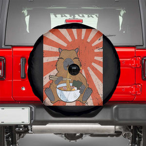 Kawaii Capybara Ramen Spare Tire Cover Cute Capy Meme Japanese Noodles Lover TS02 Black Print Your Wear