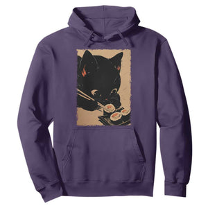 Kawaii Cat Eating Sushi Hoodie Japanese Anime Manga Otaku Retro Vintage Graphic TS02 Purple Print Your Wear