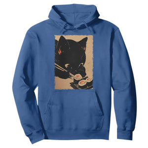 Kawaii Cat Eating Sushi Hoodie Japanese Anime Manga Otaku Retro Vintage Graphic TS02 Royal Blue Print Your Wear