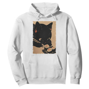 Kawaii Cat Eating Sushi Hoodie Japanese Anime Manga Otaku Retro Vintage Graphic TS02 White Print Your Wear