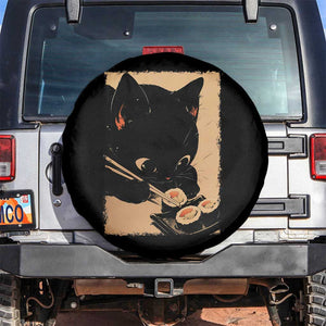 Kawaii Cat Eating Sushi Spare Tire Cover Japanese Anime Manga Otaku Retro Vintage Graphic TS02 No hole Black Print Your Wear