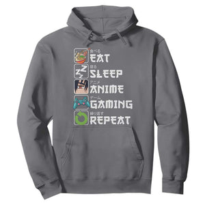 Eat Sleep Anime Gaming Repeat Hoodie Kawaii Otaku Gamer Manga Lover TS02 Charcoal Print Your Wear