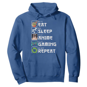 Eat Sleep Anime Gaming Repeat Hoodie Kawaii Otaku Gamer Manga Lover TS02 Royal Blue Print Your Wear