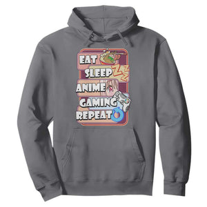 Eat Sleep Anime Gaming Repeat Hoodie Kawaii Otaku Manga Ramen Lover TS02 Charcoal Print Your Wear