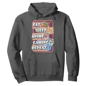 Eat Sleep Anime Gaming Repeat Hoodie Kawaii Otaku Manga Ramen Lover TS02 Dark Heather Print Your Wear