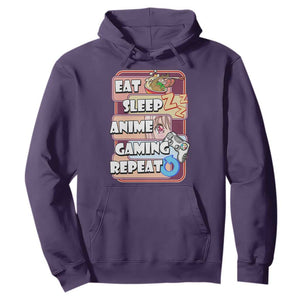 Eat Sleep Anime Gaming Repeat Hoodie Kawaii Otaku Manga Ramen Lover TS02 Purple Print Your Wear