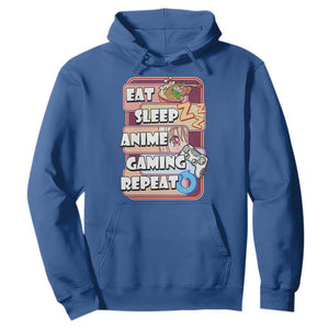 Eat Sleep Anime Gaming Repeat Hoodie Kawaii Otaku Manga Ramen Lover TS02 Royal Blue Print Your Wear