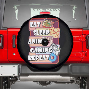 Eat Sleep Anime Gaming Repeat Spare Tire Cover Kawaii Otaku Manga Ramen Lover TS02 Black Print Your Wear