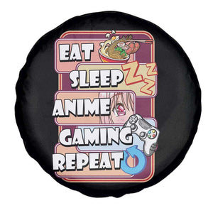 Eat Sleep Anime Gaming Repeat Spare Tire Cover Kawaii Otaku Manga Ramen Lover TS02 Print Your Wear