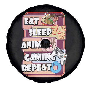 Eat Sleep Anime Gaming Repeat Spare Tire Cover Kawaii Otaku Manga Ramen Lover TS02 Print Your Wear