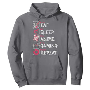 Eat Sleep Anime Gaming Repeat Hoodie Otaku Gamer Manga Lover Japanese Pop Culture TS02 Charcoal Print Your Wear