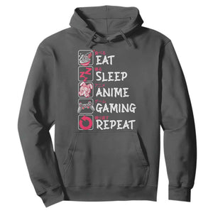 Eat Sleep Anime Gaming Repeat Hoodie Otaku Gamer Manga Lover Japanese Pop Culture TS02 Dark Heather Print Your Wear