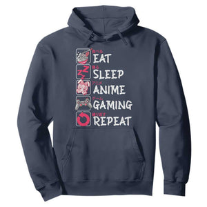 Eat Sleep Anime Gaming Repeat Hoodie Otaku Gamer Manga Lover Japanese Pop Culture TS02 Navy Print Your Wear