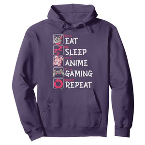 Eat Sleep Anime Gaming Repeat Hoodie Otaku Gamer Manga Lover Japanese Pop Culture TS02 Purple Print Your Wear