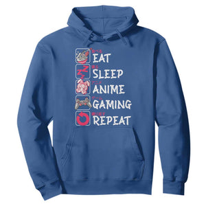 Eat Sleep Anime Gaming Repeat Hoodie Otaku Gamer Manga Lover Japanese Pop Culture TS02 Royal Blue Print Your Wear