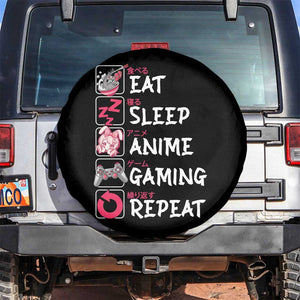 Eat Sleep Anime Gaming Repeat Spare Tire Cover Otaku Gamer Manga Lover Japanese Pop Culture TS02 No hole Black Print Your Wear