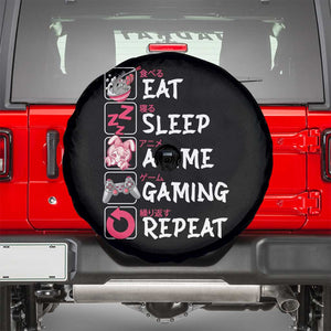 Eat Sleep Anime Gaming Repeat Spare Tire Cover Otaku Gamer Manga Lover Japanese Pop Culture TS02 Black Print Your Wear