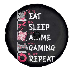 Eat Sleep Anime Gaming Repeat Spare Tire Cover Otaku Gamer Manga Lover Japanese Pop Culture TS02 Print Your Wear