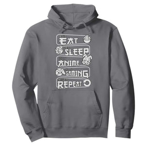 Eat Sleep Anime Gaming Repeat Hoodie Otaku Gamer Manga Lover TS02 Charcoal Print Your Wear