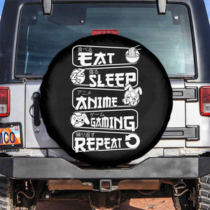 Eat Sleep Anime Gaming Repeat Spare Tire Cover Otaku Gamer Manga Lover TS02 No hole Black Print Your Wear